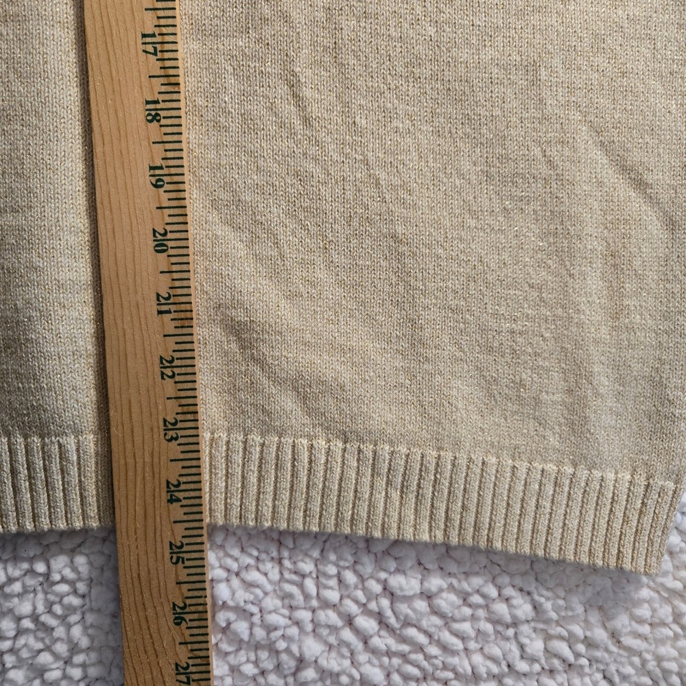 New Charter Club Womens‎ M Beige Metalic Thread Elegant Sweater Quiet Luxury - Picture 6 of 9